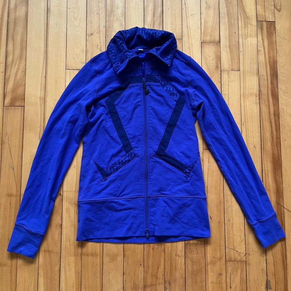 Lululemon Royal Blue Full Zip Mock Neck Jacket Athletic Athleisure Size M